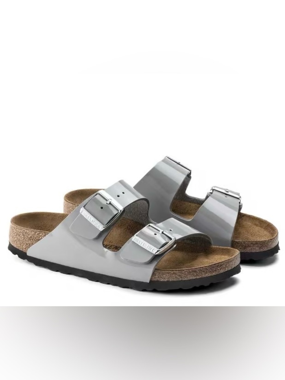 Birkenstock Arizona Alloy Patent Two-Strap Slide Sandal